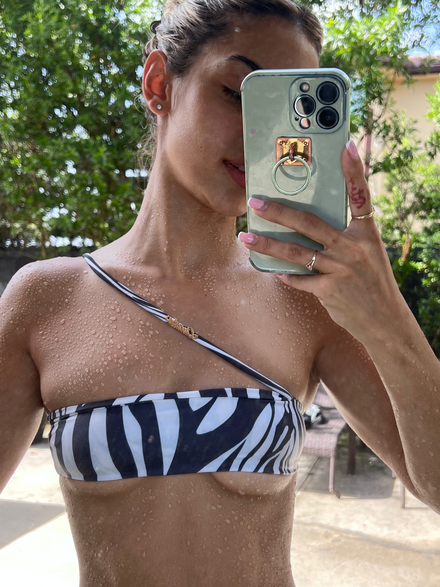 Zebra Bandeau Cross-String Top
